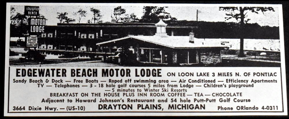 Edgewater Beach Motor Lodge - Old Print Ad